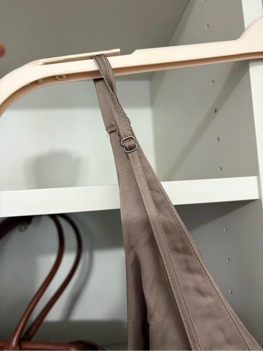 Abercrombie & Fitch Satin Taupe Maxi Slip Dress